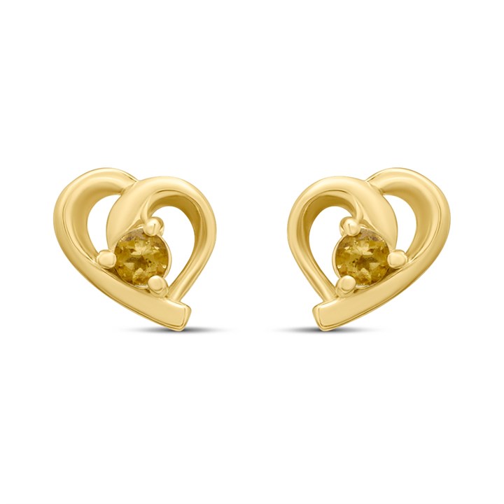 18ct Gold Vermeil Citrine Heart Stud Earrings - M5160