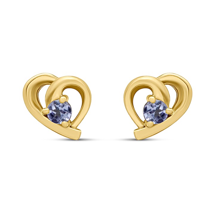 18ct Gold Vermeil Tanzanite Heart Stud Earrings - M5161