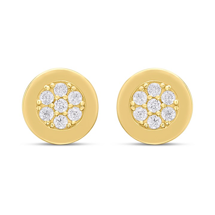 18ct Gold Vermeil CZ Disc Stud Earrings - M5203