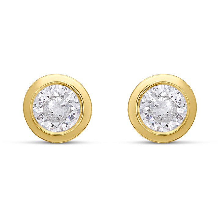 18ct Gold Vermeil CZ Rubover Set Earrings - M5204