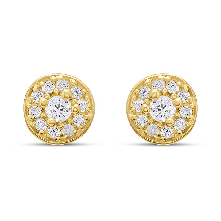 18ct Gold Vermeil CZ Pave Stud Earrings - M5205