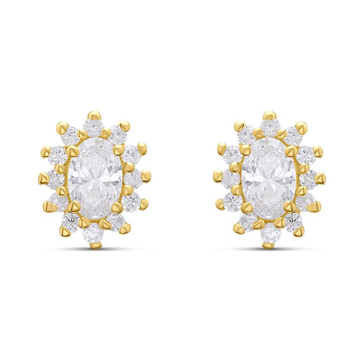 18ct Gold Vermeil CZ Cluster Earrings - M5206