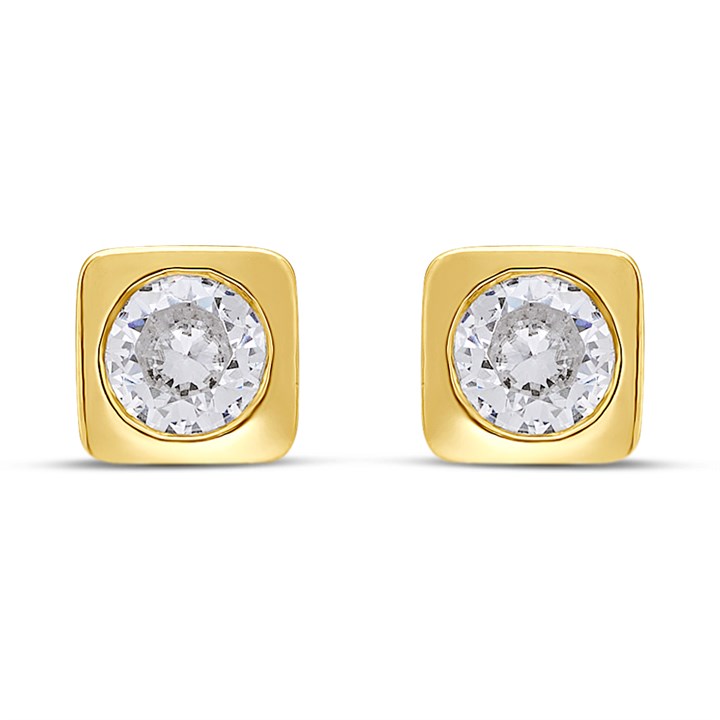 18ct Gold Vermeil CZ Square Stud Earrings - M5207