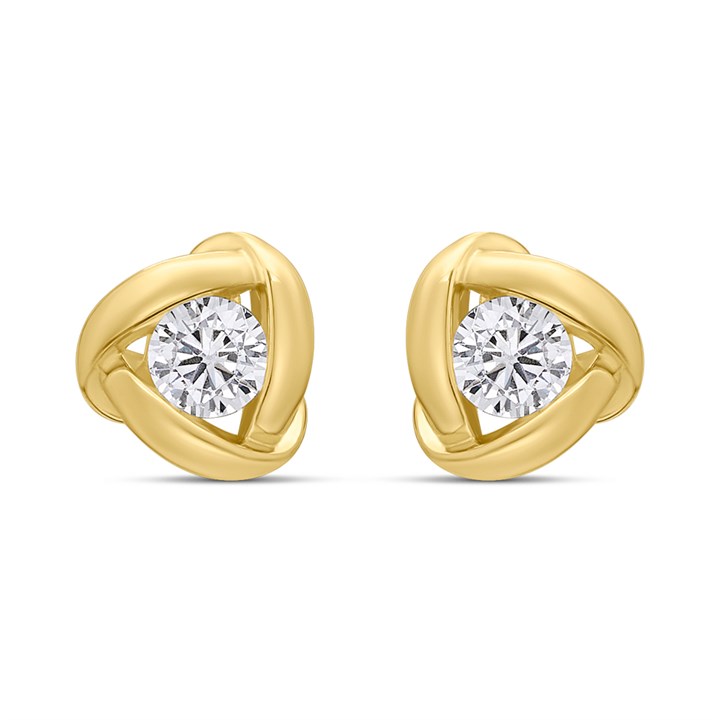 18ct Gold Vermeil CZ Twist Stud Earrings - M5209
