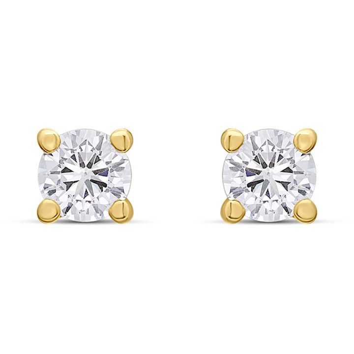 18ct Gold Vermeil CZ 4mm Stud Earrings - M5210