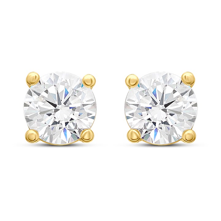 18ct Gold Plated Silver Vermeil CZ 6mm Stud Earrings - M5211