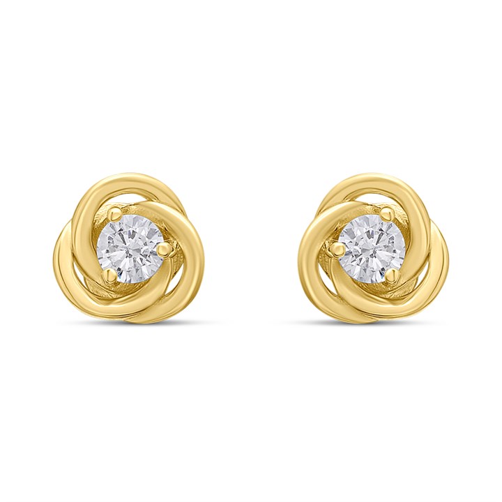 18ct Gold Vermeil CZ Knot Stud Earrings - M5212