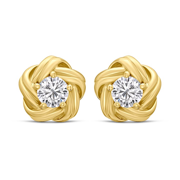 18ct Gold Vermeil CZ Twist Earrings - M5213