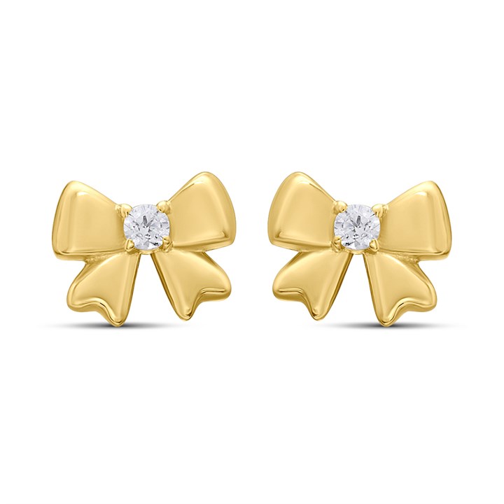 18ct Gold Vermeil CZ Bow Stud Earrings - M5214