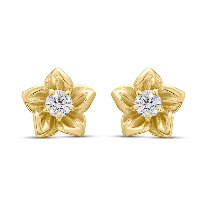 18ct Gold Vermeil CZ Flower Stud Earrings - M5215