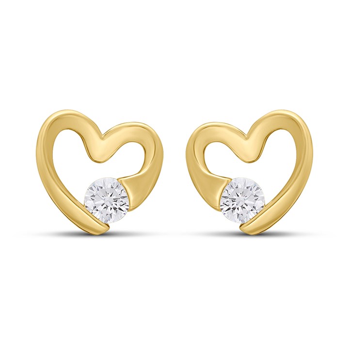 18ct Gold Vermeil CZ Heart Stud Earrings - M5216