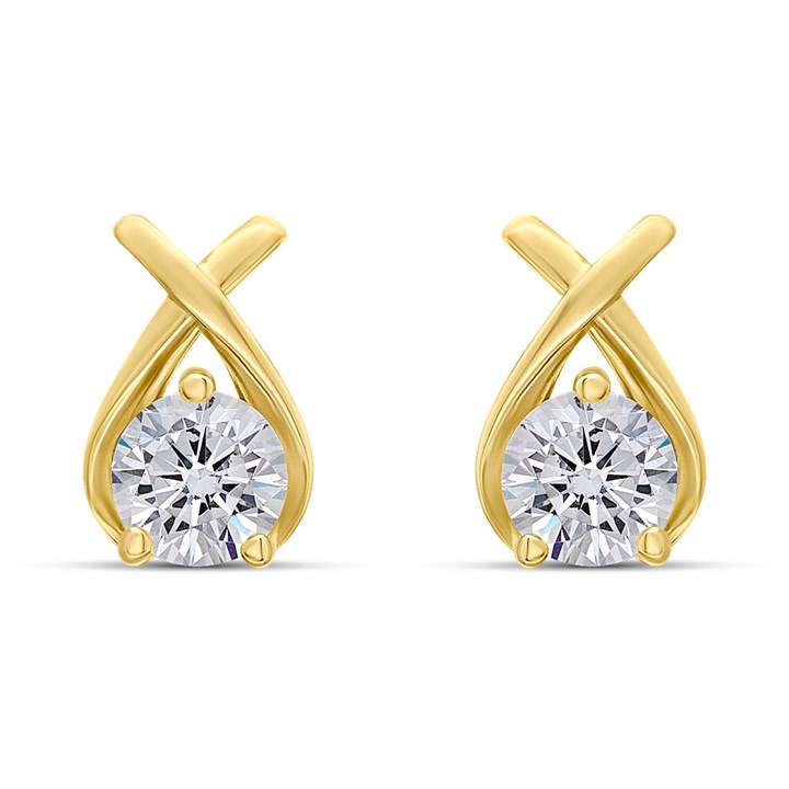 18ct Gold Vermeil CZ Kiss Stud Earrings - M5217