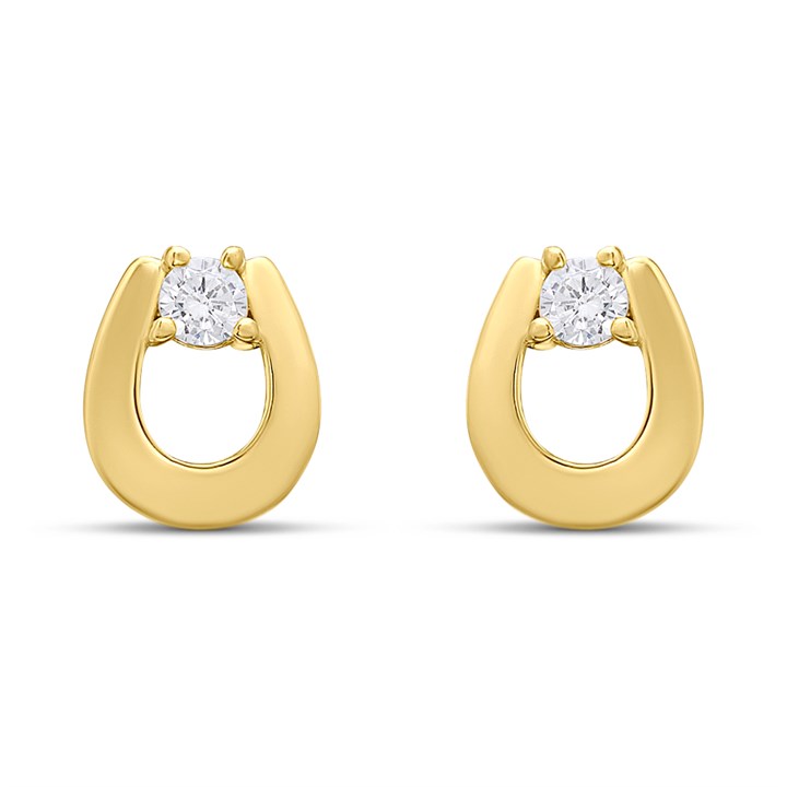 18ct Gold Vermeil CZ Circle Stud Earrings - M5218