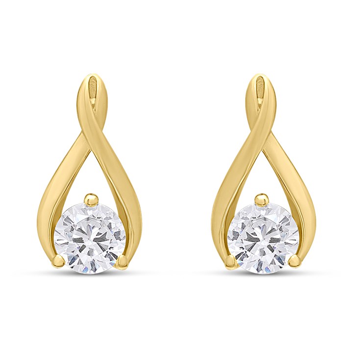 18ct Gold Vermeil CZ Twist Stud Earrings - M5221