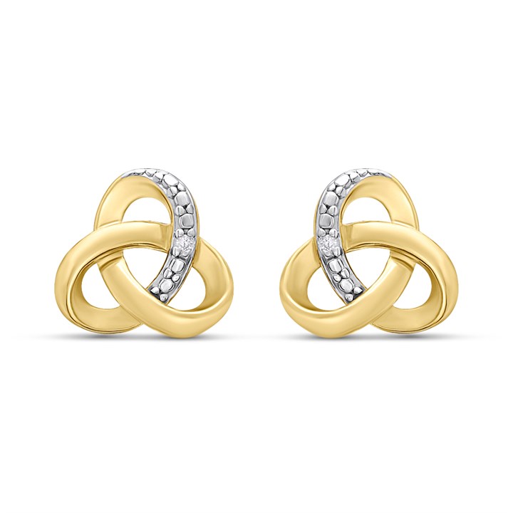 18ct Gold Vermeil CZ Pave Knot Earrings - M5222
