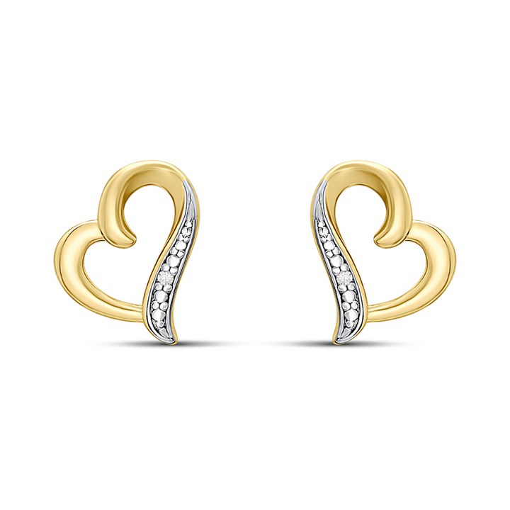 18ct Gold Vermeil CZ Pave Heart Earrings - M5223