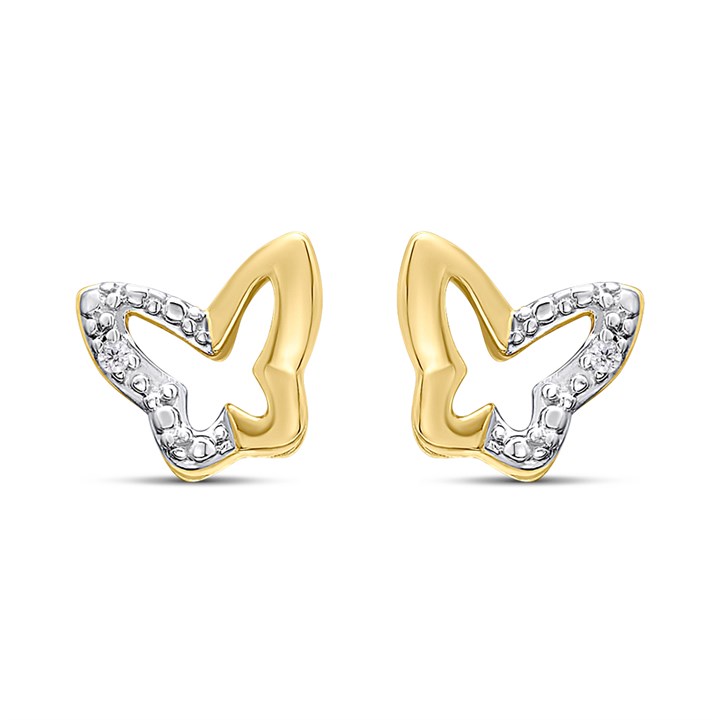 18ct Gold Vermeil CZ Pave Butterfly Earrings - M5224