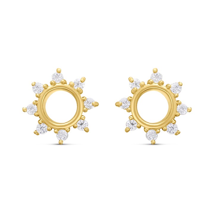 18ct Gold Vermeil CZ Sunburst Earrings - M5225