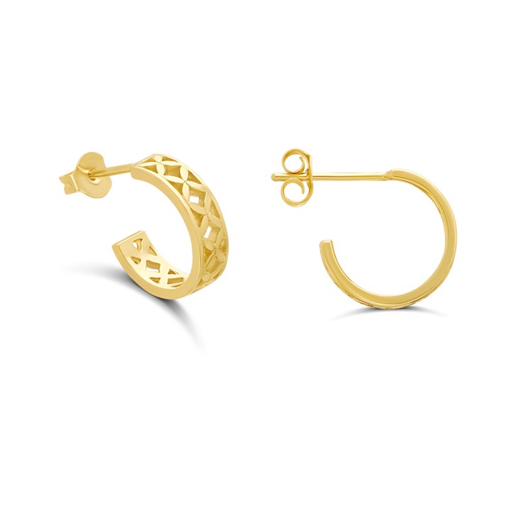 18ct Gold Vermeil Cut Out Hoop Earrings - M5351