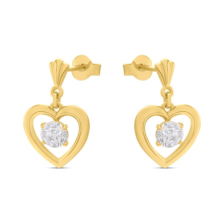 18ct Gold Vermeil CZ Classic Heart Drop Earrings - M5402