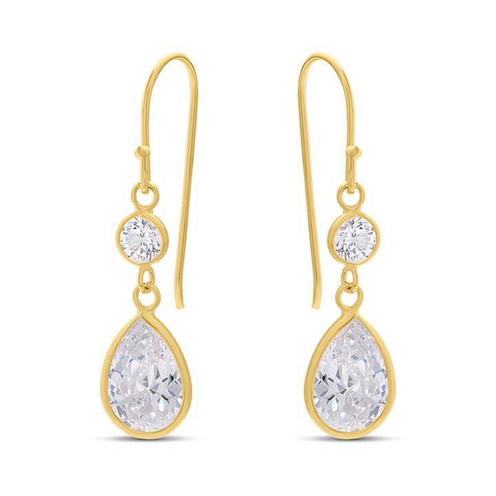 18ct Gold Vermeil CZ Teardrop Earrings - M5403