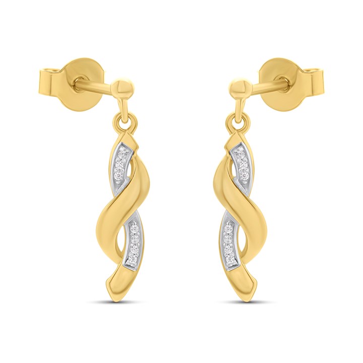 18ct Gold Vermeil CZ Twist Drop Earrings - M5404