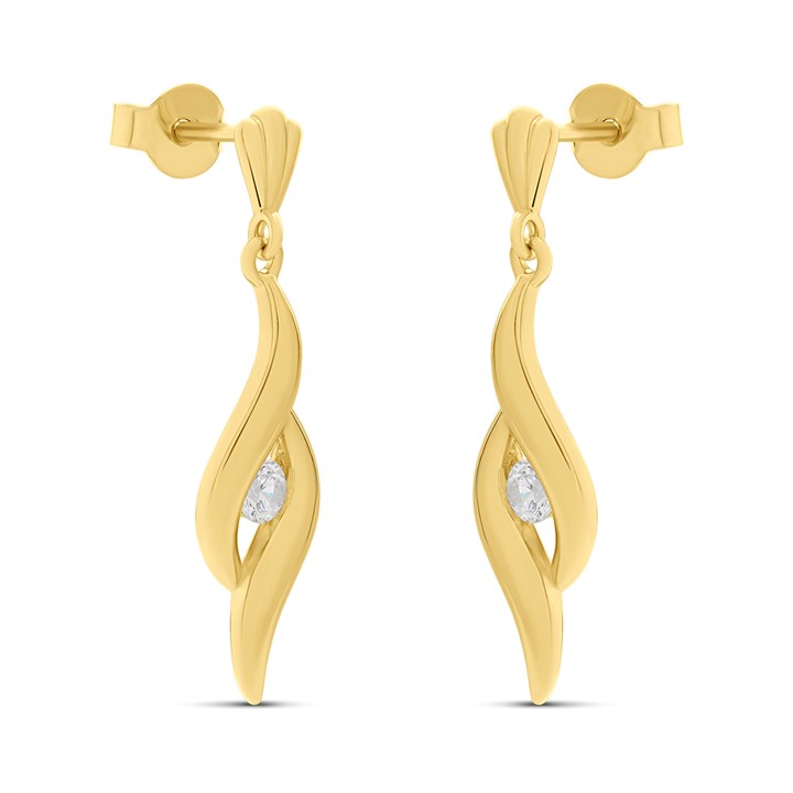 18ct Gold Vermeil CZ Flame Drop Earrings - M5406