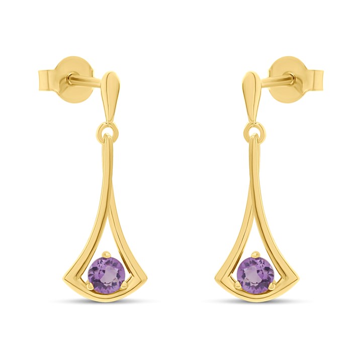 18ct Gold Vermeil Amethyst Drop Earrings - M5440