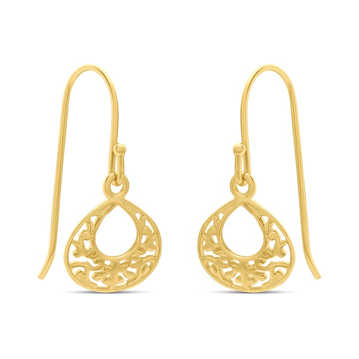 18ct Gold Vermeil Filigree Drop Earrings - M5482