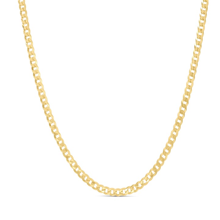 18ct Gold Vermeil Flat Curb Chain - 18in - M5805