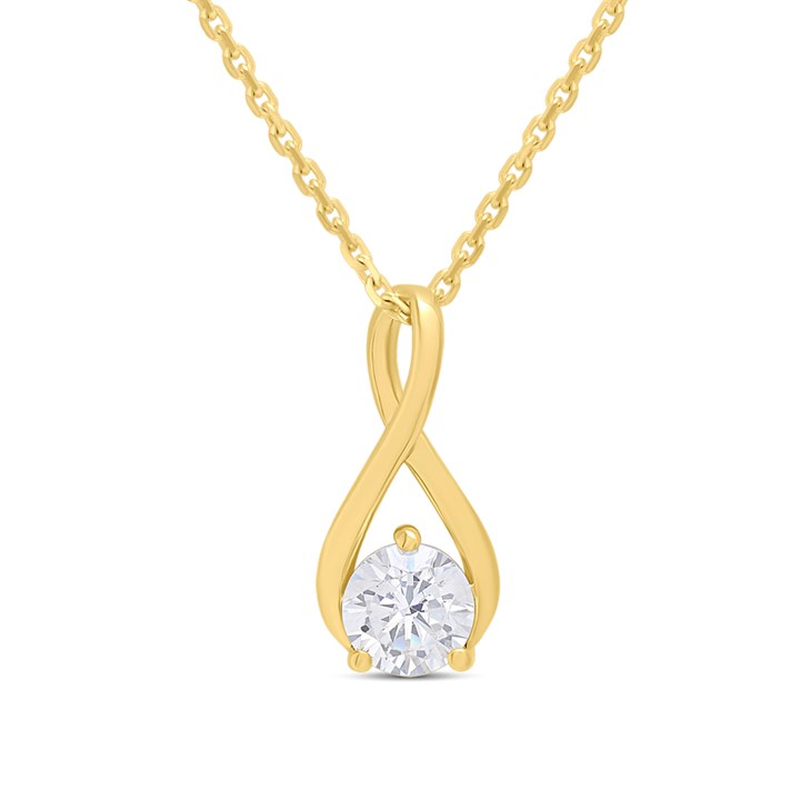 18ct Gold Vermeil CZ Twist Necklace - M6004