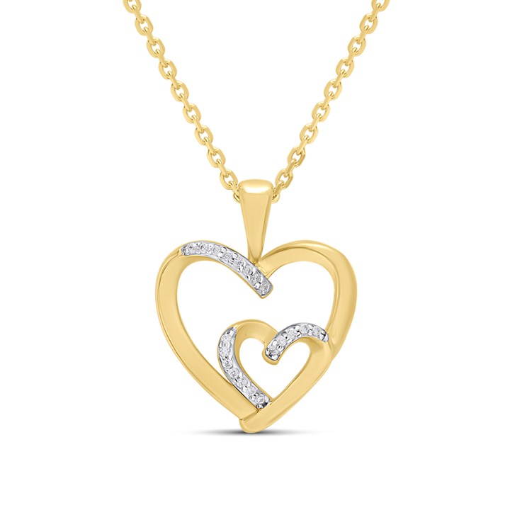 18ct Gold Vermeil CZ Double Heart Necklace - M6005