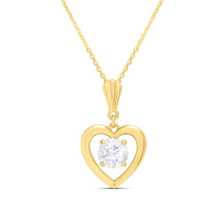 18ct Gold Vermeil CZ Heart Necklace - M6006