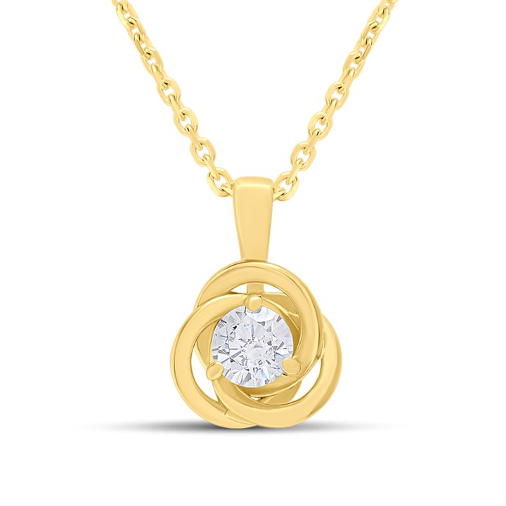 18ct Gold Vermeil CZ Knot Necklace - M6007