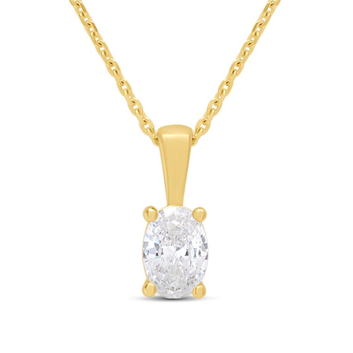 18ct Gold Vermeil Oval CZ Necklace - M6010