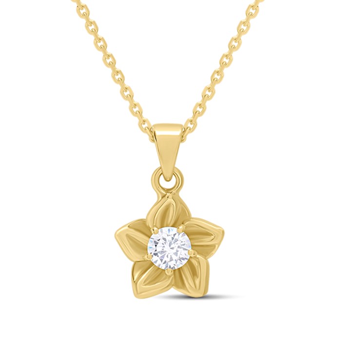 18ct Gold Vermeil CZ Flower Necklace - M6011