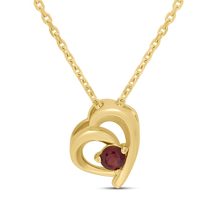 18ct Gold Vermeil Garnet Heart Necklace - M6040