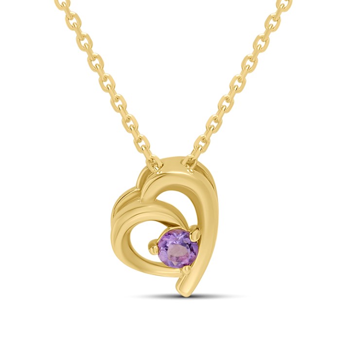 18ct Gold Vermeil Amethyst Heart Necklace - M6041