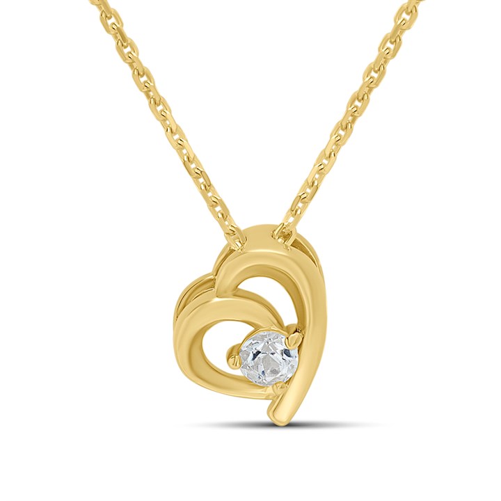 18ct Gold Vermeil Aquamarine Heart Necklace - M6042