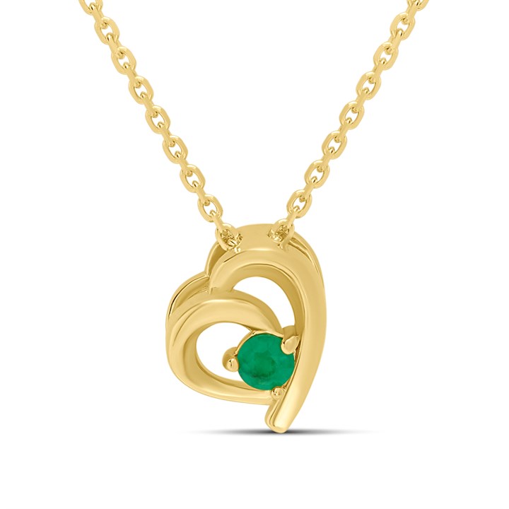 18ct Gold Vermeil Emerald Heart Necklace - M6044
