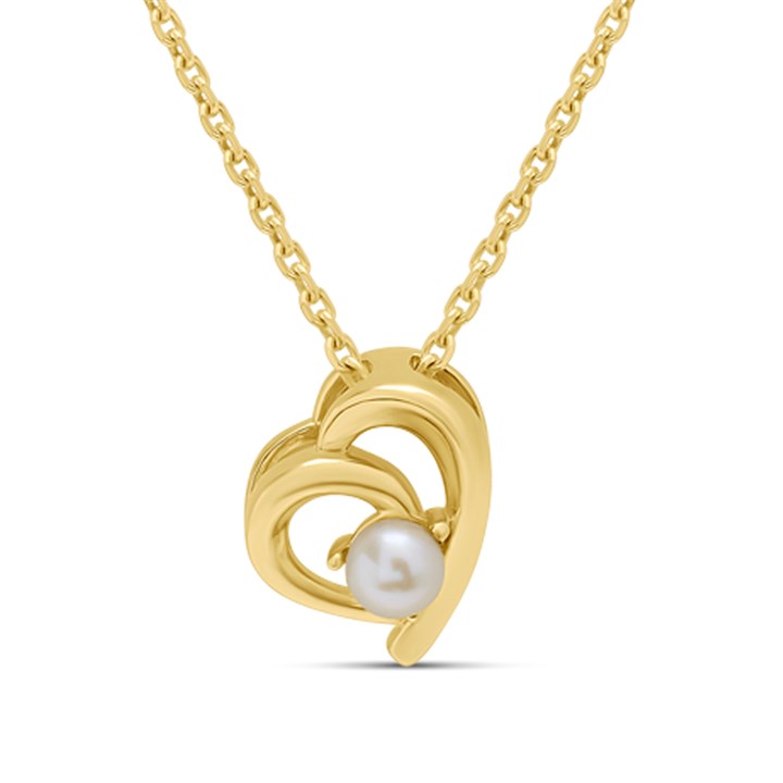 18ct Gold Vermeil Cultured Freshwater Pearl Heart Necklace - M6045