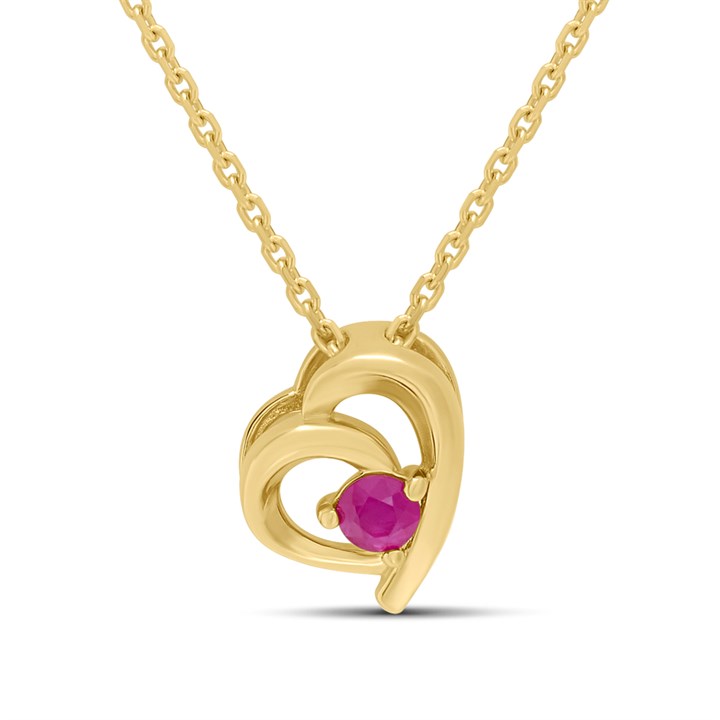 18ct Gold Vermeil Ruby Heart Necklace - M6046