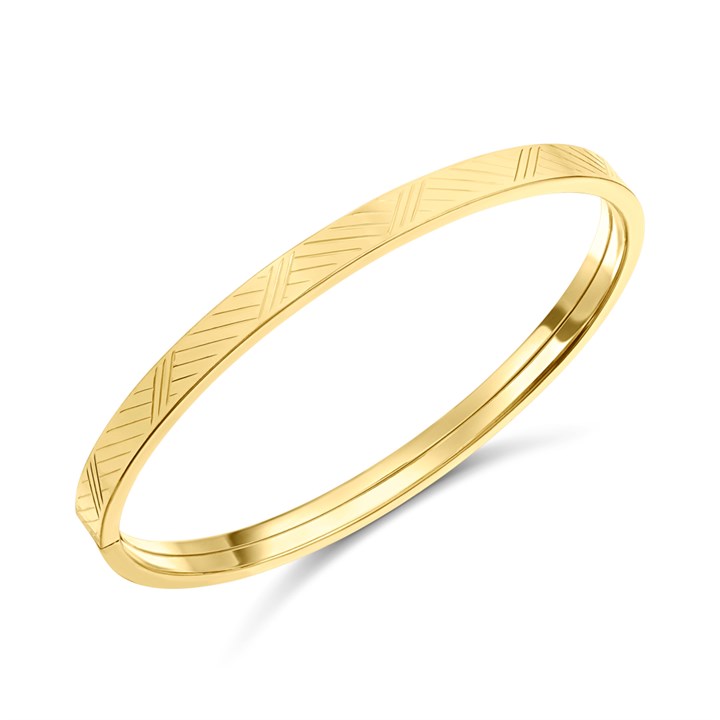 Rolled Gold Cross Hatched Twist On Bangle - EXCLUSIVE - M9303