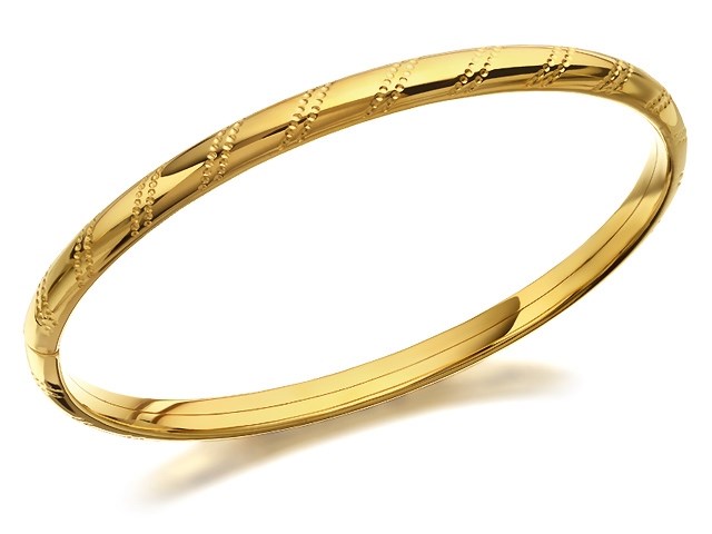 Rolled Gold Bead Striped Bangle - EXCLUSIVE - M9305