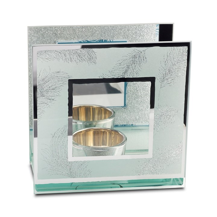 Hestia Grey Feather Tealight Holder - P2293