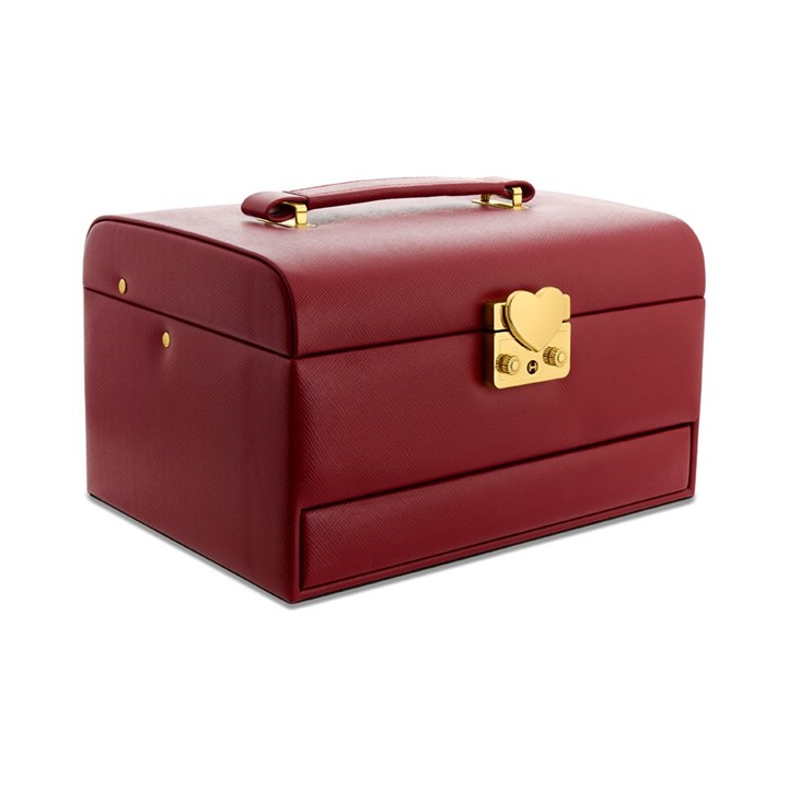 Red Lockable Jewel Case With Pink Lining - P55172