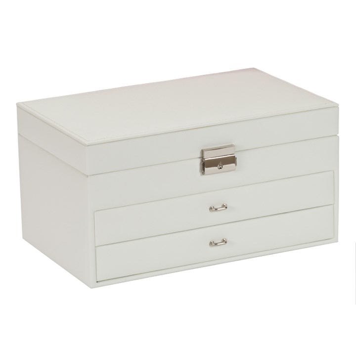Two Drawer Ivory Coloured Lockable Jewellery Box - P55186