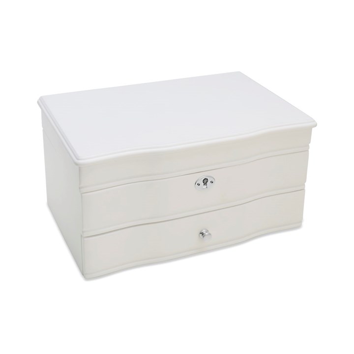 White Wood Lockable Drawer Jewel Box - P56173