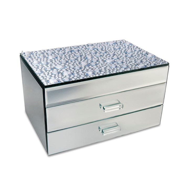 Crystal Large Two Drawer Mirror Jewel Box - P56175