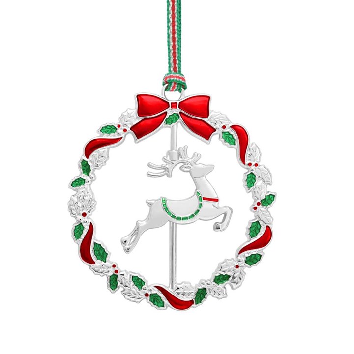 WY972 Newbridge Silverware Reindeer Wreath Decoration - P59232
